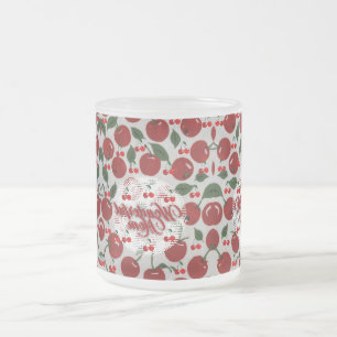 Cherry Frosted Glass Coffee Mug