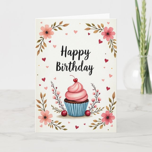 Cherry Frosting Birthday Card (Front)
