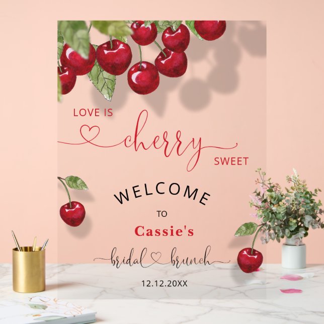 Cherry Fruit Bridal Brunch Welcome Acrylic Sign (Wedding)