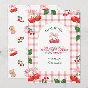 Cherry Fruit First Birthday Party Thank You Card