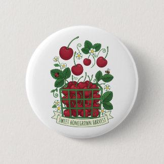 Cherry Fruit Food Prunus Sweet Basket  6 Cm Round Badge