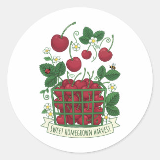 Cherry Fruit Food Prunus Sweet Basket  Classic Round Sticker