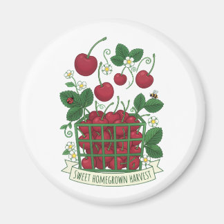 Cherry Fruit Food Prunus Sweet Basket  Magnet