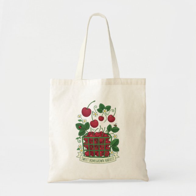 Cherry Fruit Food Prunus Sweet Basket  Tote Bag (Front)