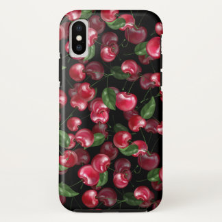 Cherry Fruit on black iPhone X Case