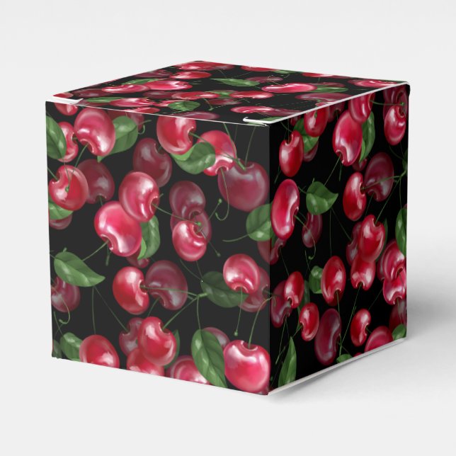 Cherry Fruit on black Favour Box (Front Side)