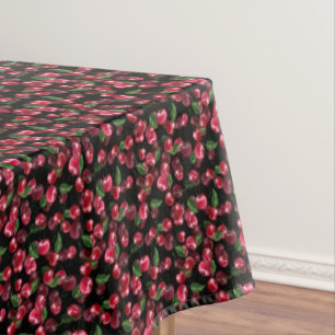 Cherry Fruit on black Tablecloth