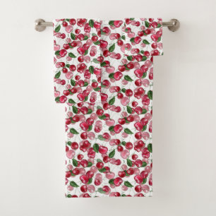 Cherry Fruit pattern Bath Towel Set