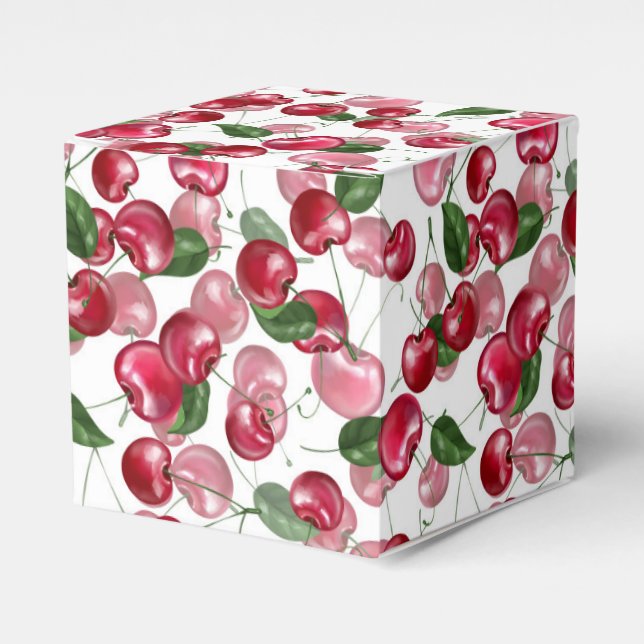 Cherry Fruit pattern  Favour Box (Front Side)