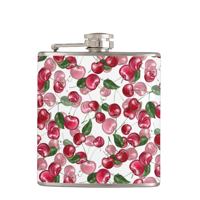 Cherry Fruit pattern Hip Flask (Front)
