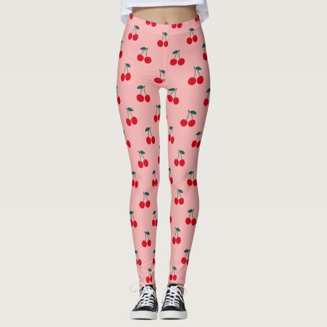 Cherry Fruit Pattern Leggings (Front)