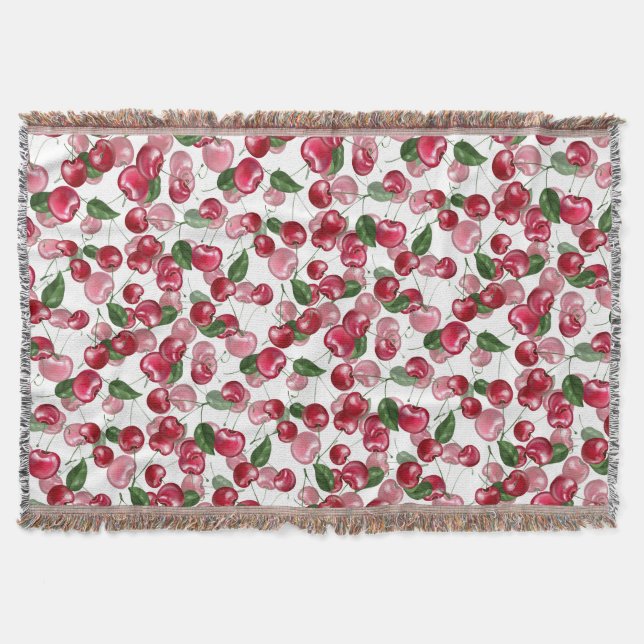 Cherry Fruit pattern Throw Blanket (Front)