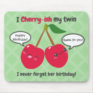 Cherry fruit twins birthday cute kawaii cartoon mouse mat
