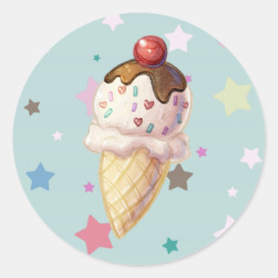 Cherry Fudge Icecream Classic Round Sticker