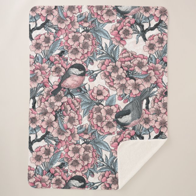 Cherry garden sherpa blanket (Front)