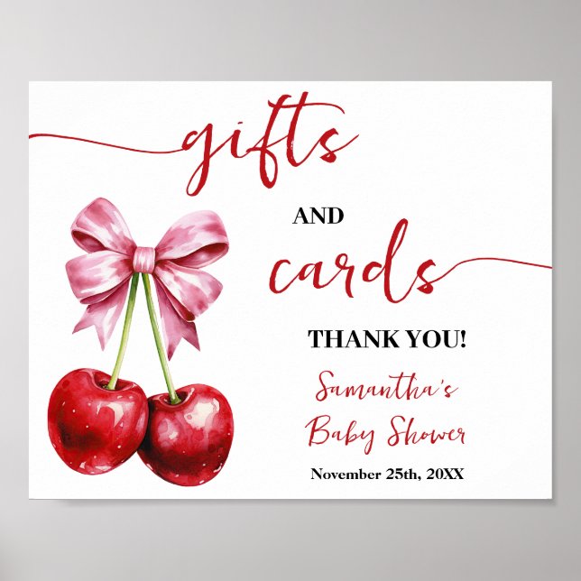 Cherry Gift & Cards Pink Coquette Baby Shower Poster (Front)