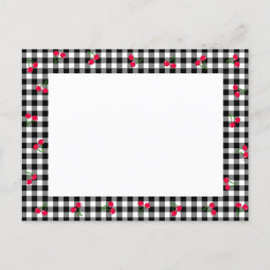Cherry & Gingham Check (Black) Postcard