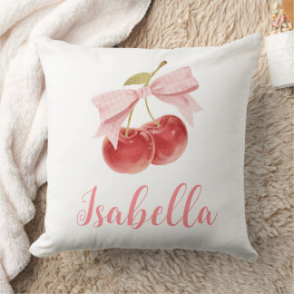 Cherry girl room decor, Custom pink Bow Cherry Cushion