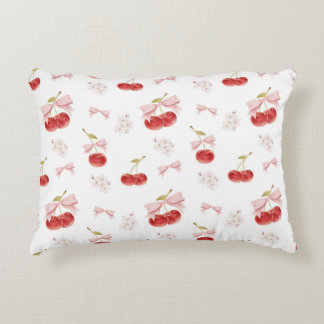 Cherry girl room decor, Pink Coquette Bow Cherry Decorative Cushion