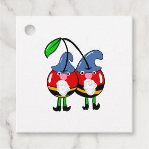 Cherry gnomes with bee pattern in bright colours favour tags