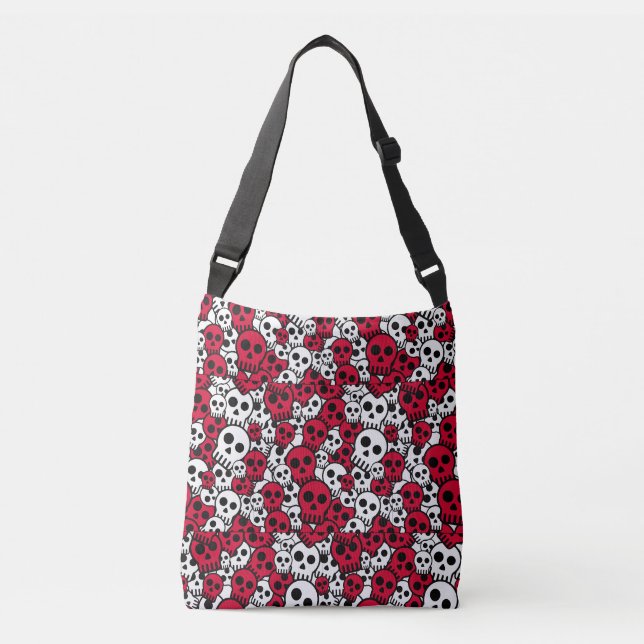 Cherry Gothic Skull Pattern Print Crossbody Bag (Front)