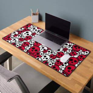 Cherry Gothic Skull Pattern Print Desk Mat