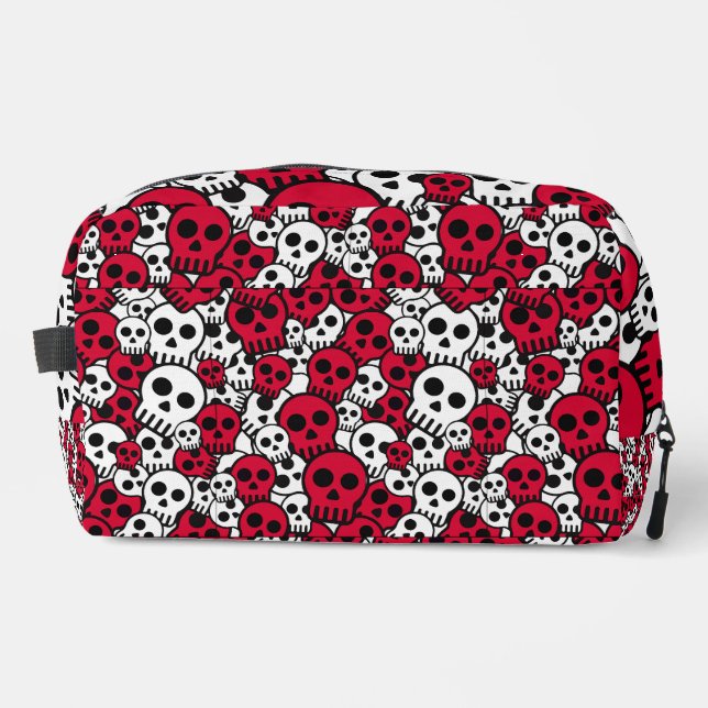 Cherry Gothic Skull Pattern Print Dopp Kit (Front)