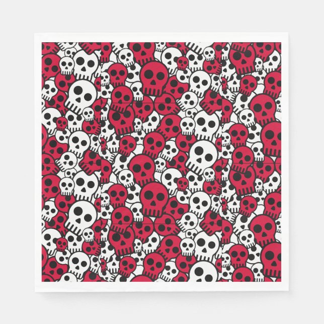 Cherry Gothic Skull Pattern Print Napkin (Front)