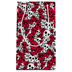 Cherry Gothic Skull Pattern Print Small Gift Bag