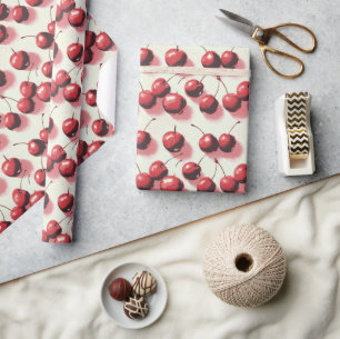 Cherry Halftone Wrapping Paper