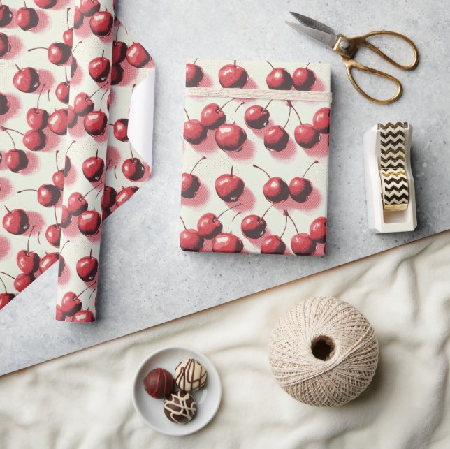 Cherry Halftone  Wrapping Paper (Crafts)