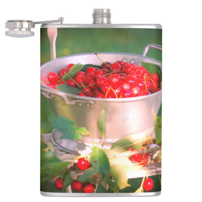 Cherry harvest,Cottage garden Rosalinde Hip Flask (Opened)