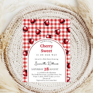 Cherry Heart Baby Shower Invitation