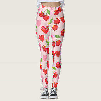 Cherry & Heart Seamless Pattern Leggings