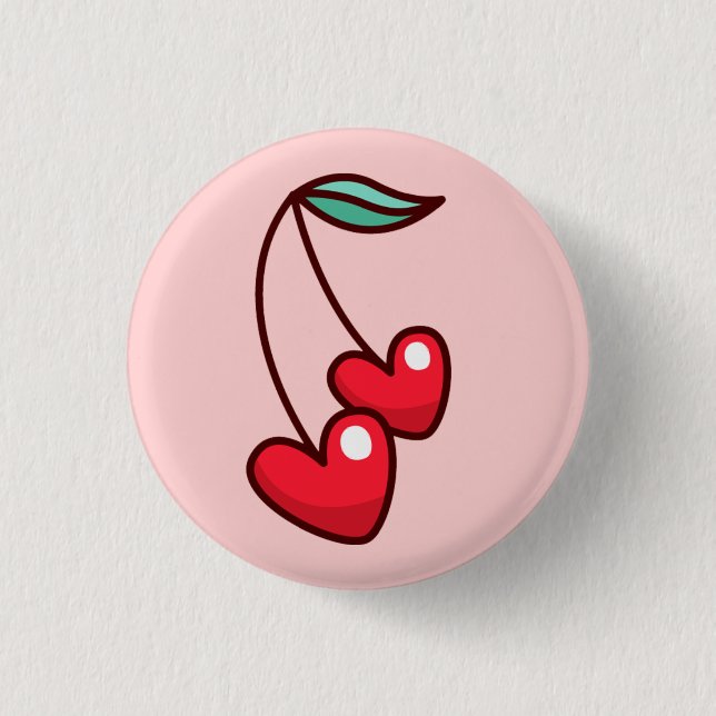 Cherry Hearts 3 Cm Round Badge (Front)