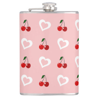 cherry hearts  throw pillow thermal tumbler hip flask