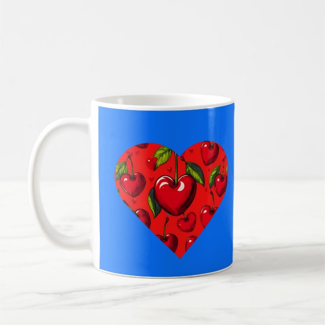 Cherry Hearts Valentine's Day Coffee Mug (Left)