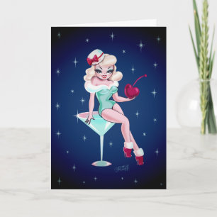 Cherry Holiday Martini Girl Card