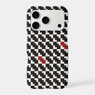 Cherry Houndstooth iPhone Case Black Cherry Red