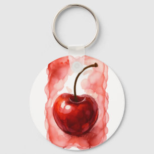 Cherry in Alcohol Ink Key Ring