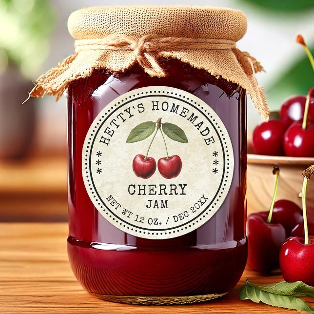 Cherry jam canning label vintage style (Creator Uploaded)