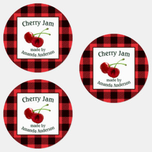 Cherry Jam Cherries Plaid C Food Label