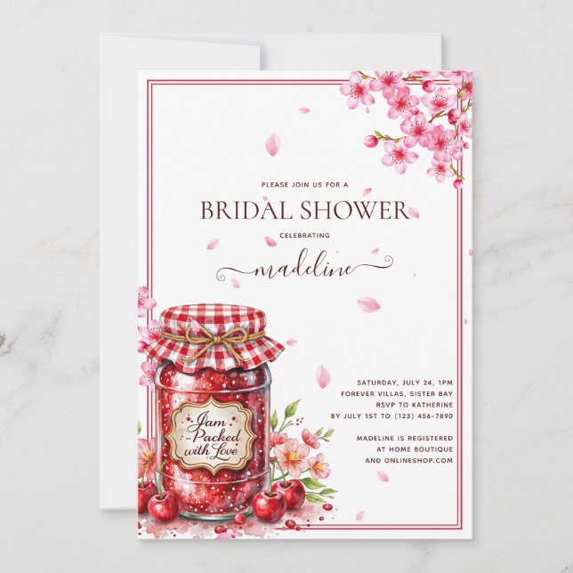 Cherry Jam Cherry Blossoms Bridal Shower  Invitation (Front)