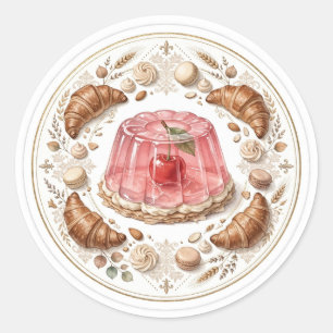 Cherry Jelly Croissant Bakery Round Sticker