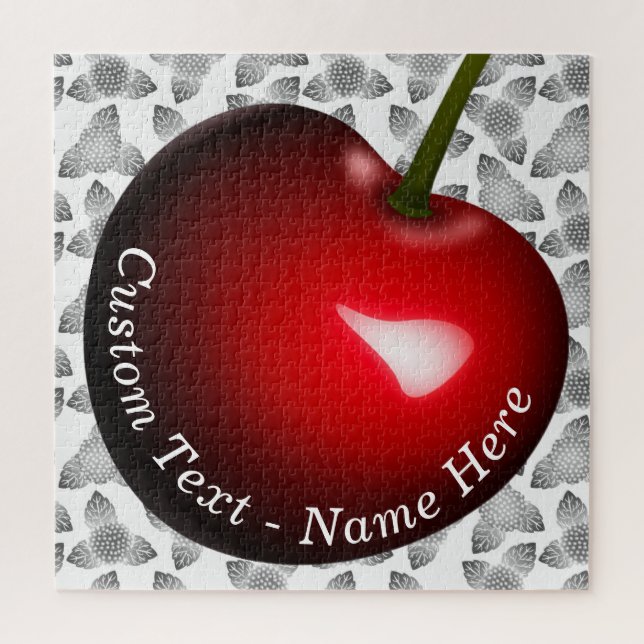 Cherry Jigsaw Puzzle Gift - Custom Text Name (Vertical)