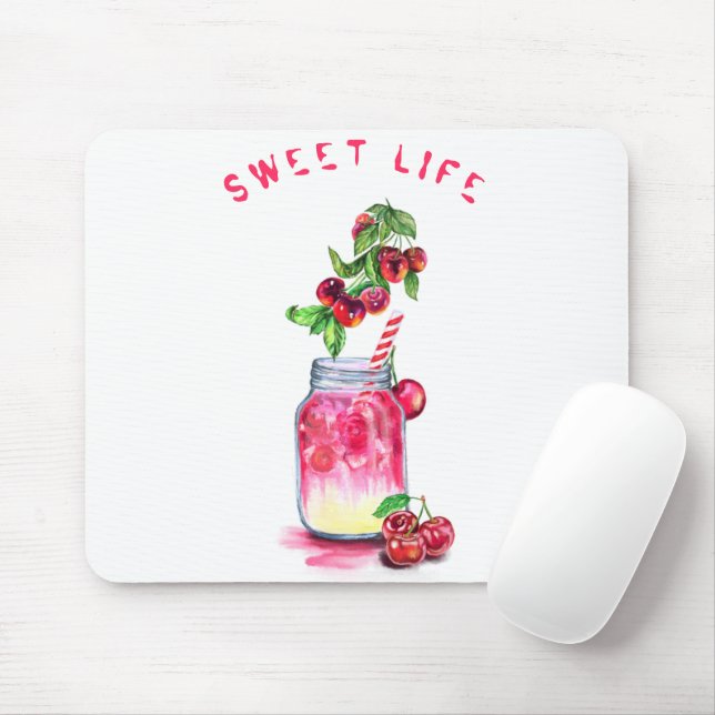 Cherry Juice Cool Drink Fruits Mouse Pad (With Mouse)