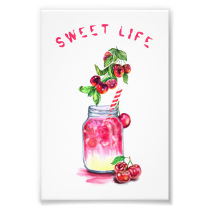 Cherry Juice Cool Drink Fruits Photo Print