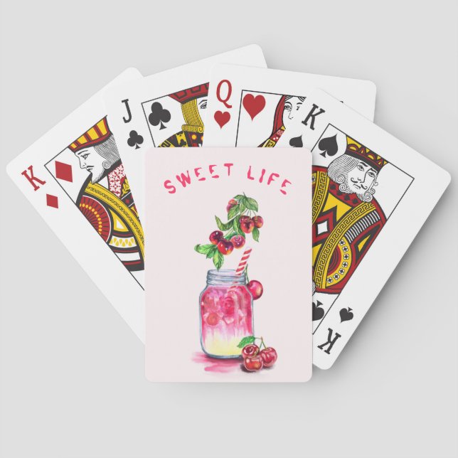 Cherry Juice Cool Drink Fruits Playing Cards (Back)