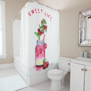 Cherry Juice Cool Drink Fruits Shower Curtain