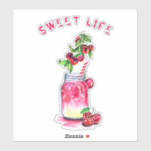 Cherry Juice Cool Drink Summer Fruit Party Sticker